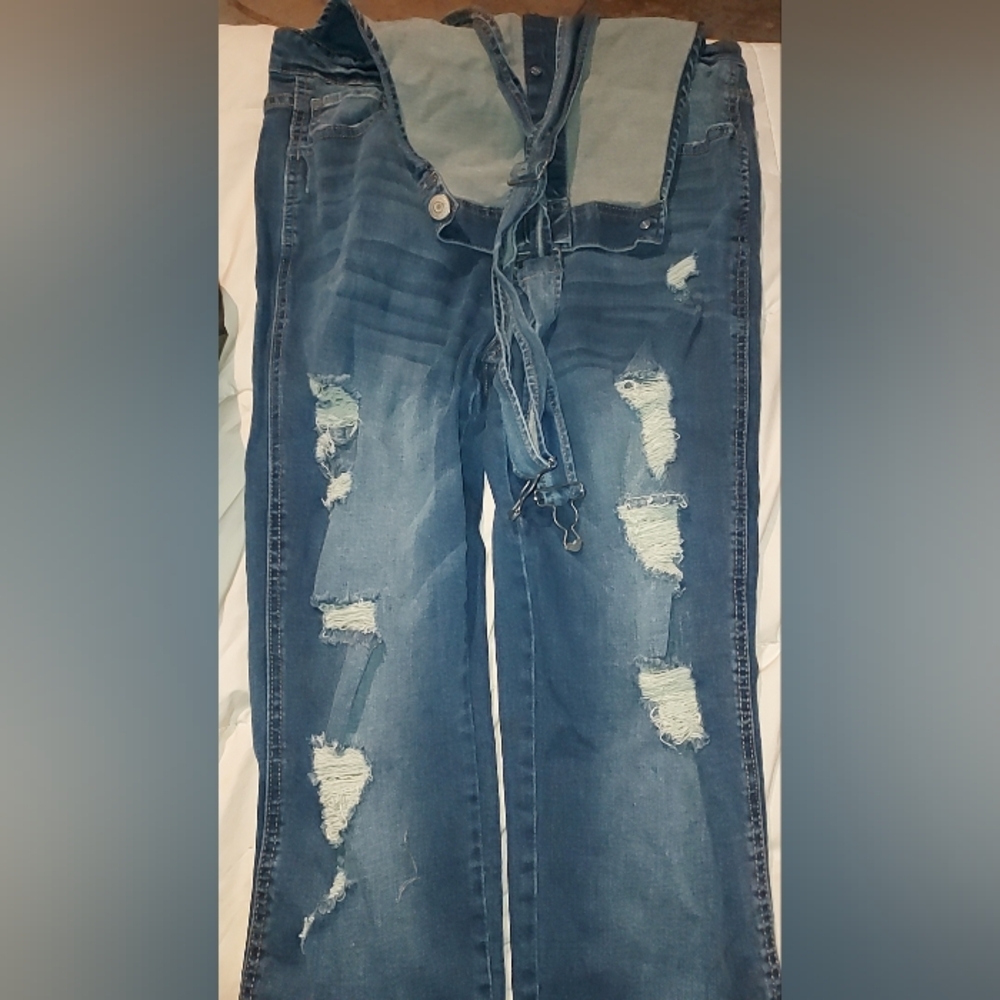 Distressed Denim Overalls